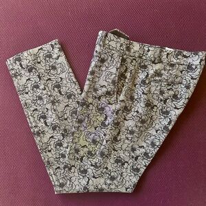 Banana Republic Black and Gray Floral Trousers Wide-Leg Design